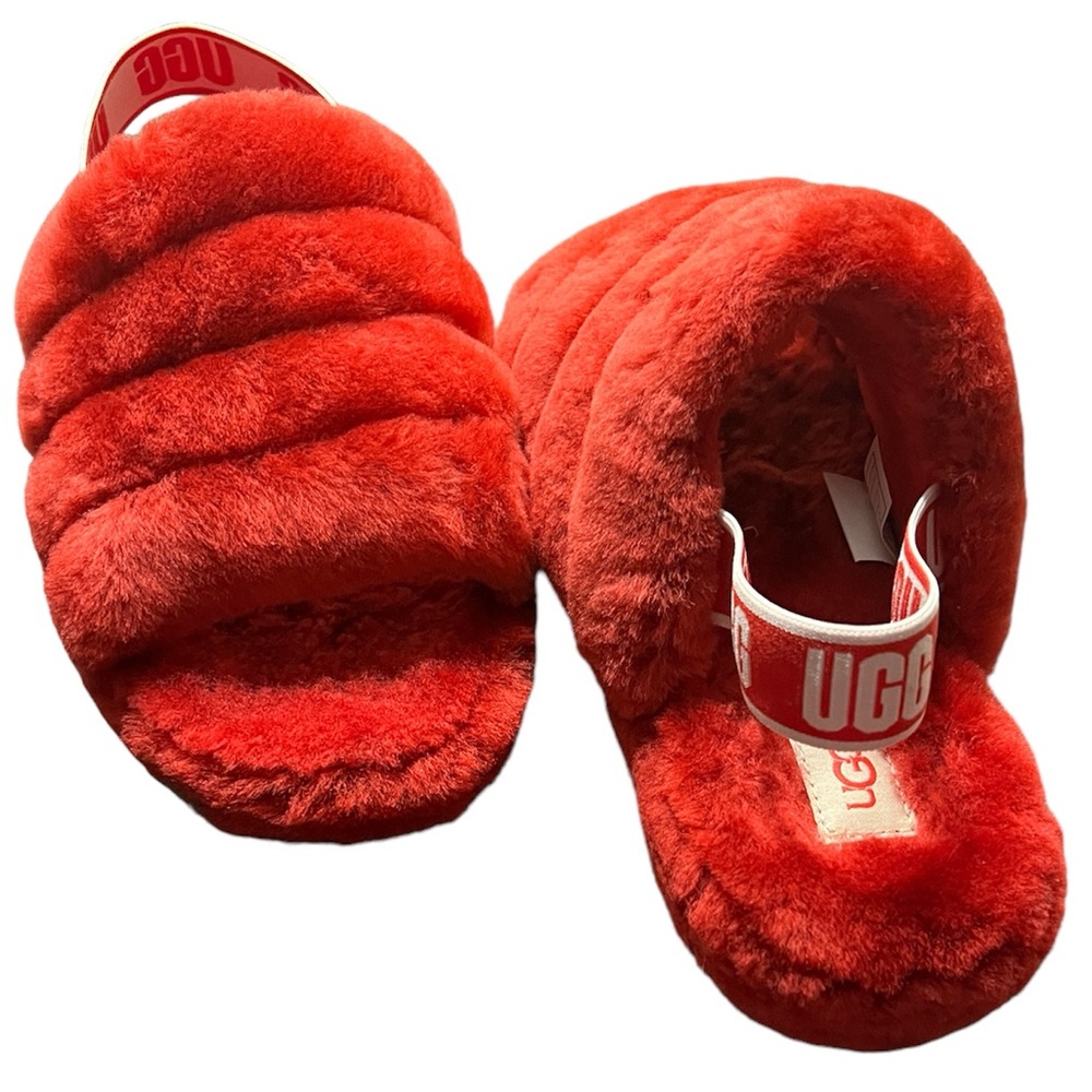 UGG FLUFF YEAH Open Toe Sling Back Slipper Sz 6 Women